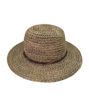 Καπέλο ψάθινο πλεκτό με ξύλινες χάντρες - STAMION